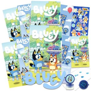 bluey party favor set - bundle of bluey 8 bluey activity packs with games and coloring pages, more | bluey birthday party supplies