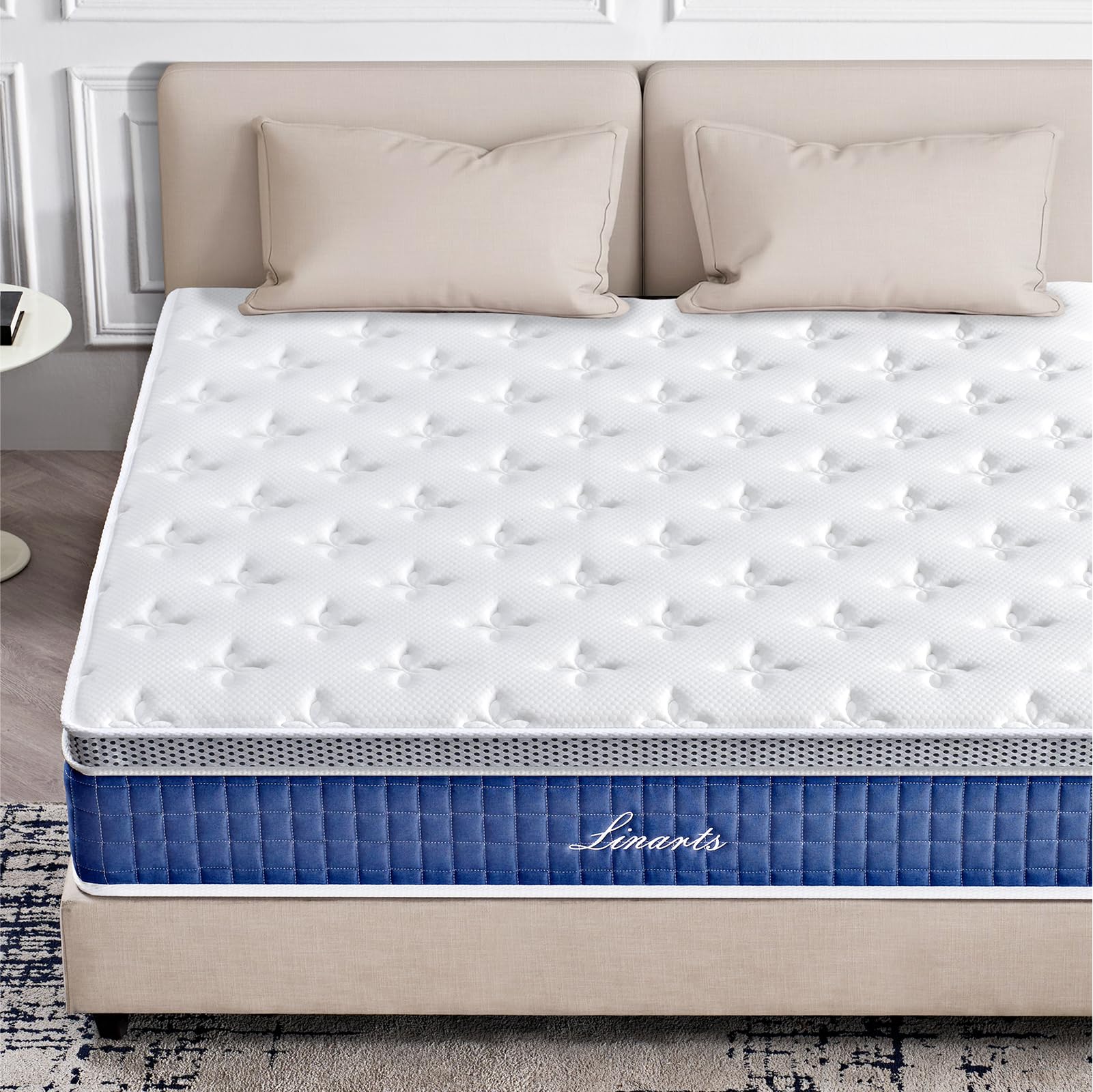 LINARTS Full Mattress, 12 Inch Full Size Hybrid Mattress in a Box with Pocket Spring & Soft Knitted Fabric for Comfort, Motion Isolation, Pressure Relief, Edge Support, Improve Sleep, Medium Firm