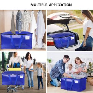 Extra Large Moving Bags with Long Handles &Strong Zippers,Extra Large Storage Bags for Space Saving, Fold Flat, Clothing Blanket Storage,Alternative to Moving Box (blue, 4PACK)