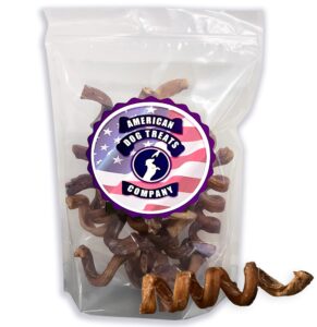 american dog treat company 6" bully stick springs for dogs - fun challenging single ingredient chew dog treats - fully digestible pizzle sticks (pack of 10)