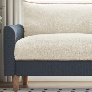 Woyomeub Couches for Living Room 82.5" Oversized 3 Seater Loveseat Sofa Teddy Fleece Fabric Sleeper Sofas