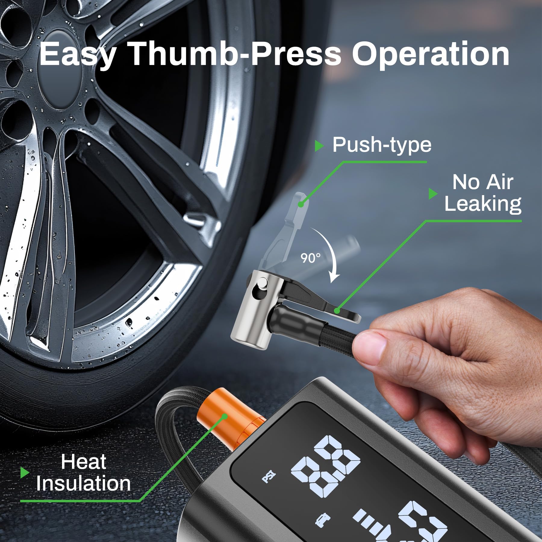 Tire Inflator Portable Air Compressor, AMPBANK AT003 Auto Air Pump for Car Tires, Tire Inflator 150PSI with 6000mAh Battery, Pressure Gauge & LED Screen, Air Compressor for Car, Motorcycle, Bike, Ball