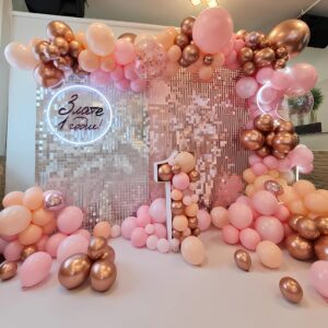 Blush Dusty Pink Balloons, 60Pcs Retro Pink Rose Gold Balloon, 12Inch Metallic Confetti Rose Gold Cream Nude Balloon for Girls Birthday Bridal Baby Shower Wedding Boho Party Decoration