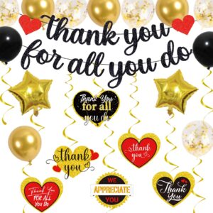 wxiben thank you party decorations - 22pcs thank you for all you do banners balloons decorations thank you banners and signs for appreciation party thank you employee teacher doctor nurse decorations