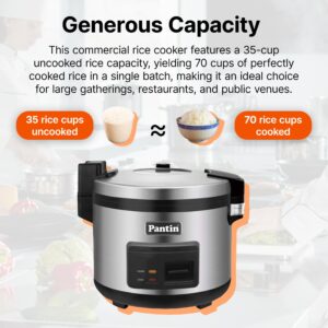 Commercial Rice Cooker Large Capacity Rice Cooker & Rice Warmer - Extra Large Rice Cooker 35 Cups Raw / 70 Cups Cooked Big Rice Cooker 35 Cups Raw Rice Cooker 70 Cups Cooked 120V/1500W, ETL Listed