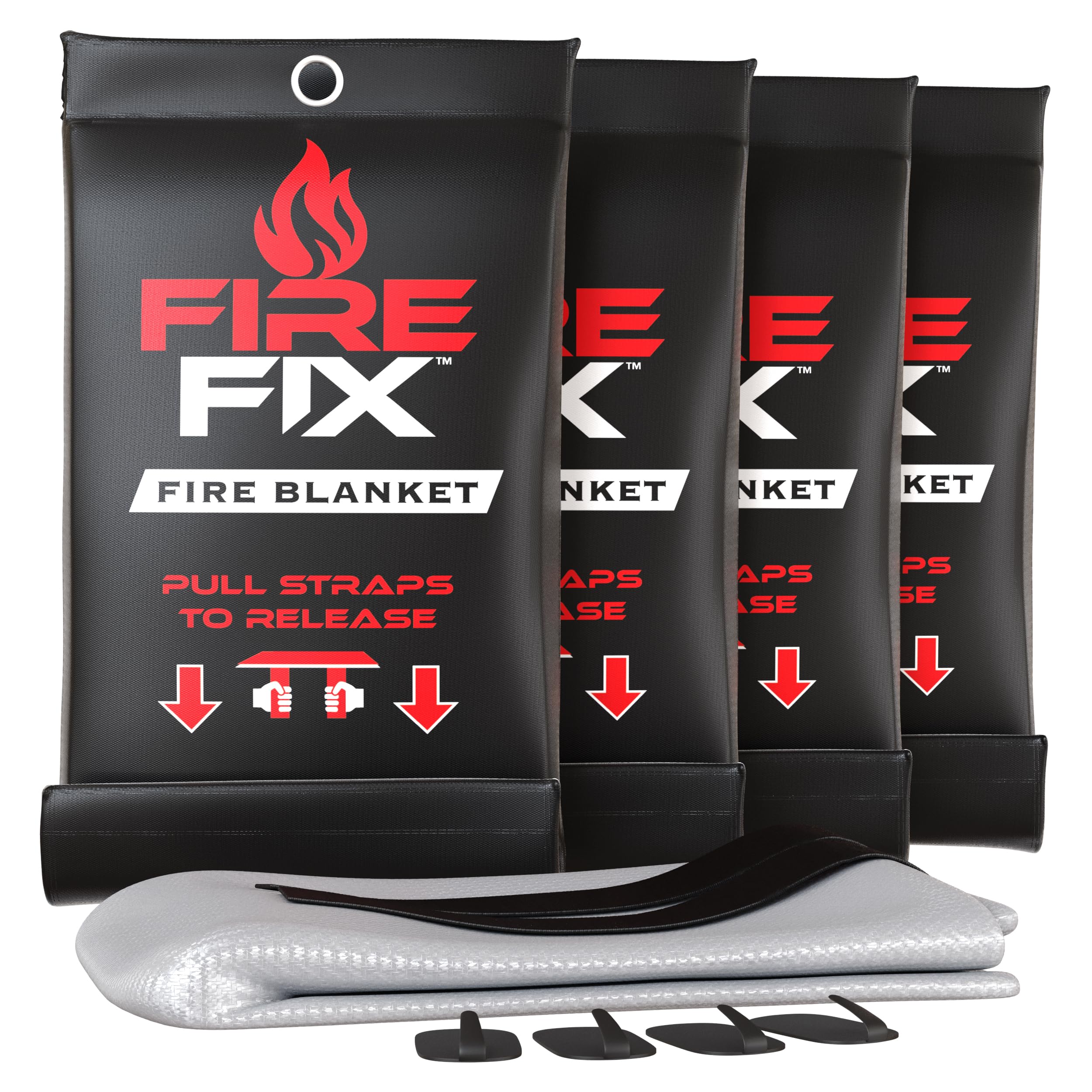 Fire Fix 4 Fire Blankets & 5 Fire Sprays | Fire Extinguisher for Apartment, Boat, Car, Garage, House, Kitchen & Vehicle | Compact, Portable & Easy to Use