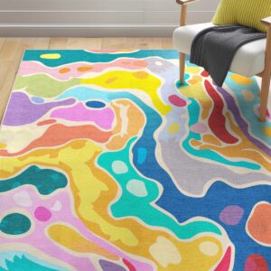 well woven crayola whimsy waves color mix 8' x 10' area rug - vibrant multi color - for living rooms, dining rooms, and bedrooms