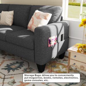 Woyomeub Sectional Sofa Couches for Living Room: Convertible L Shaped Couch with Storage Ottoman - Grey Small 3 Seater Sofas Furniture Set for Small Space