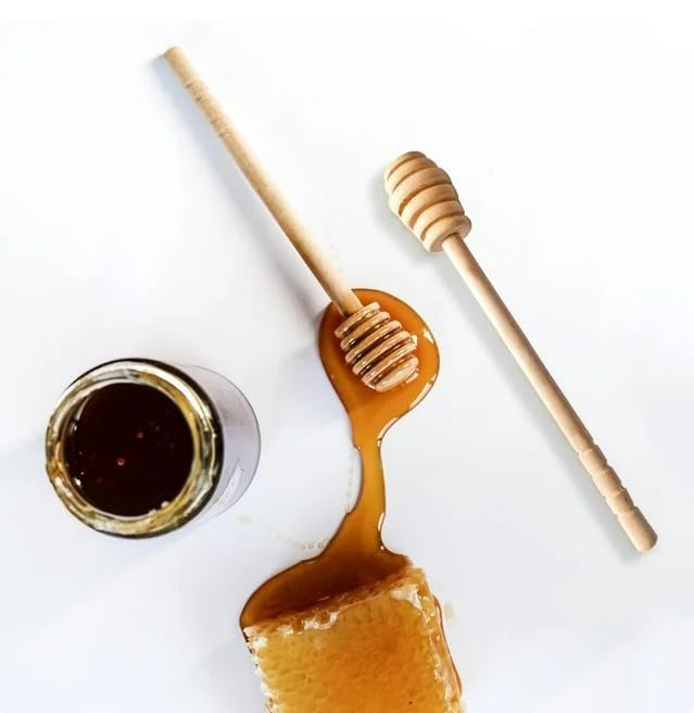 1PC Yellow Honey Dipper Sticks,Wood Honey Dipper Sticks Silicone Honey Sauce Stirrer Spoon Wooden Honey Mixing Stirrer for Kitchen Tool,Easy to Clean and Store,Kitchen and Dining