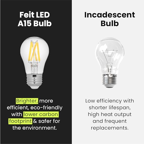 Feit Electric A15 LED Light Filament Bulb, 60W Equivalent, Dimmable, E26 Base, 2700K Soft White, Clear Glass Vintage Edison Light Bulb for Home, Office, 13-Year Lifetime, BPA1560927CAFIL2RP/6, 12 Pack