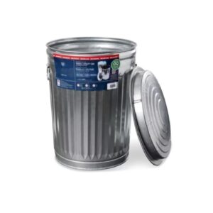 Generic Galvanized Steel Trash Can - Trash Can with Lid - Galvanized Trash Can with Lid - Metal Trash Can - Outdoor Garbage Can with Lid -Steel, Gray - Pre-Galvanized Trash Can with Lid Round