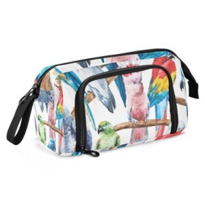 yasala pencil case cockatoo parrot watercolor pen pouch holder art kits storage bag cosmetic organizer carrying case for office supplies travel bag for makeup large stationary bag with handle