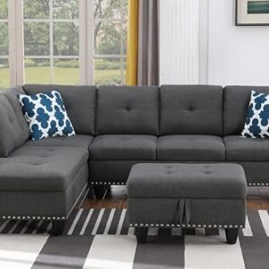 Devion Furniture Lorenzo Sofas, Charcoal Gray