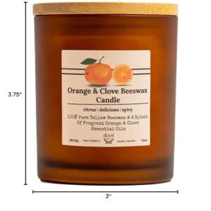 Elk Field Orange Clove Organic Beeswax Candle | 2 Ingredients | 100% Pure Beeswax Candles, Non Toxic, Natural, Organic Candles, Beeswax Candles Scented, Non Toxic Candles, 80 Hour, 10oz