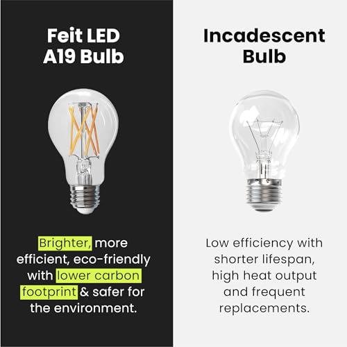 Feit Electric A19 LED Light Filament Bulb, 100W Equivalent, Dimmable, E26 Base, 2700K Soft White, Vintage Edison Clear Glass Light Bulb for Home, Office, 13-Year Lifetime, A100CL927CA/FIL/2/4, 8 Pack