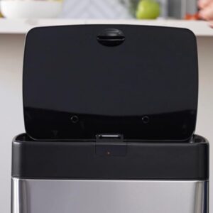 SIMPLI-MAGIC 79207AM Kitchen Trash Can, Touchless Trash Can and Garbage Bin, 13 Gallon Capacity, Perfect for Home, Kitchen, Office, Stainless Steel