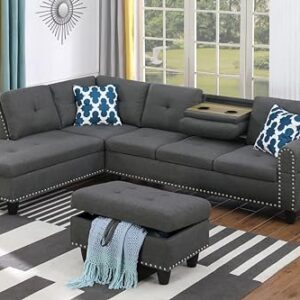 Devion Furniture Lorenzo Sofas, Charcoal Gray