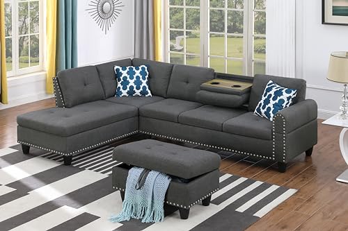 Devion Furniture Lorenzo Sofas, Charcoal Gray