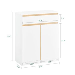 Haotian Tilt Out Laundry Hamper Cabinet Bathroom Cabinet with Hamper Hidden Laundry Hamper Storage Cabinet, White BZR79-W