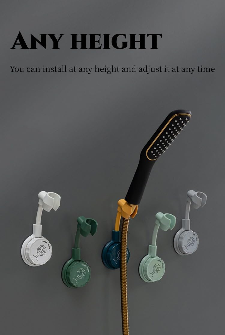 Adjustable Suction Cup Shower Head, Wall Mount Holder for Handheld Wand, Removable Handheld Showerhead