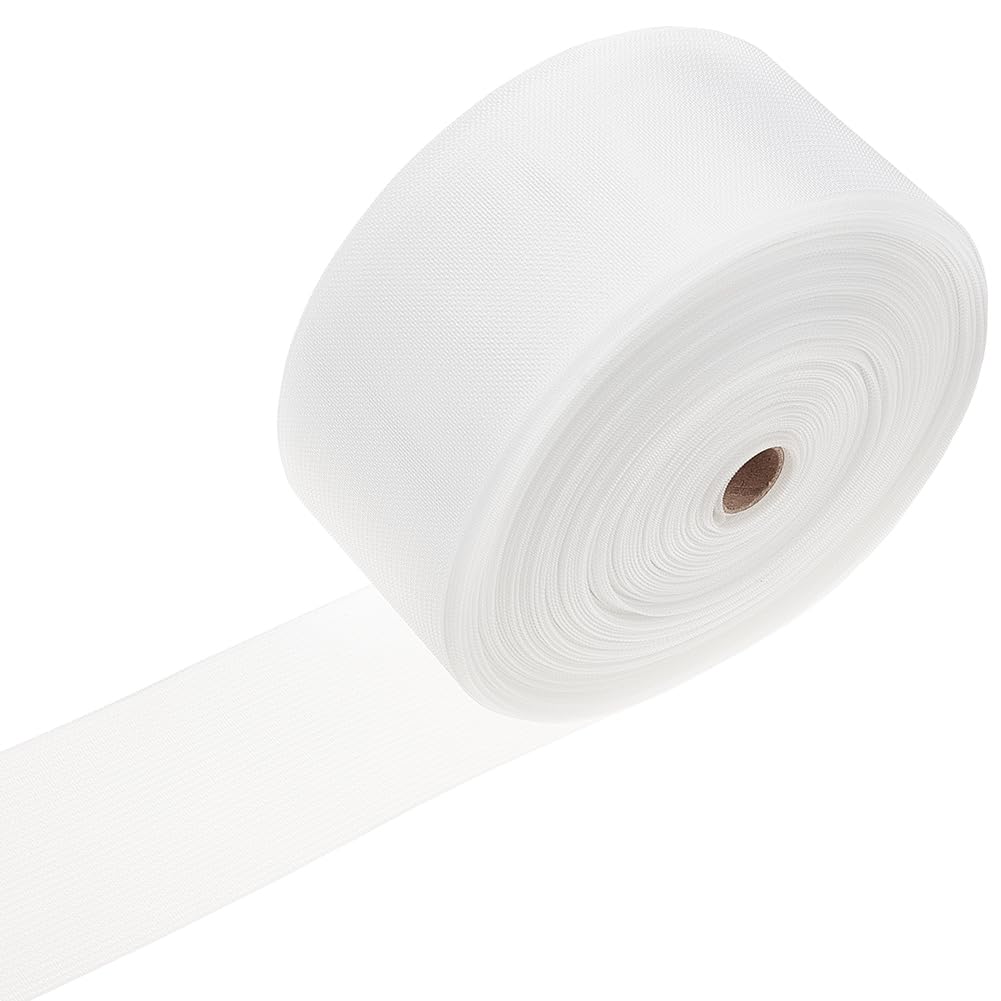 BENECREAT 55 Yards Translucent Drapery Buckram, 3 Inch White Heading Tape, Sew-in Fabrics Drapes for Home Sewing Window Curtains Garment Accessories