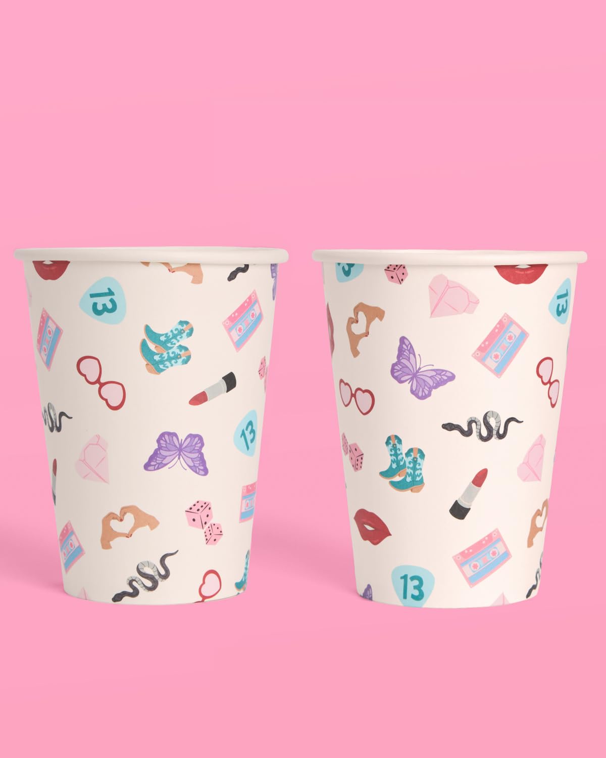 xo, Fetti Eras Party White Paper Cups | 24 Disposable 12 oz Cups | Concert Party Drinkware, Bachelorette Decorations, Birthday Tableware, Bridesmaid Supplies