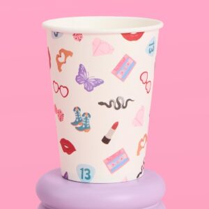 xo, Fetti Eras Party White Paper Cups | 24 Disposable 12 oz Cups | Concert Party Drinkware, Bachelorette Decorations, Birthday Tableware, Bridesmaid Supplies