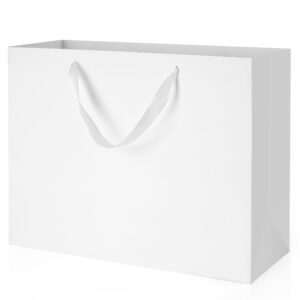 moxarysu white gift bags with handles: 16x6x12 inch 3pcs extra large white paper gags bulk for party shopping birthday wedding