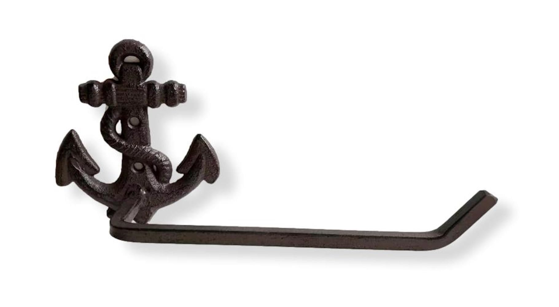 The Bridge Collection 10" Anchor Towel Holder-Unique Cast Iron Beach Towel Holders-Nautical Theme Bathroom Decor-Cast Iron Anchor Hand Towel Holder-Coastal Hanger for Towels-Toilet Paper Holder