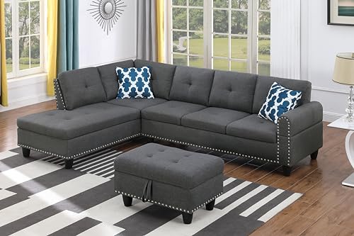 Devion Furniture Lorenzo Sofas, Charcoal Gray