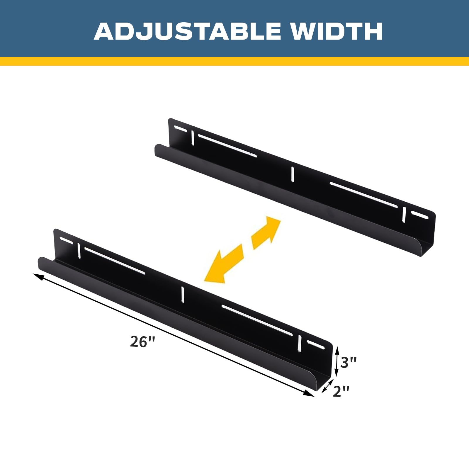 GUDESEN Overhead Bin Rack for Nine Bins | Overhead Garage Storage Rack to Mount on Ceiling with Adjustable Width | Supports Most Black and Yellow Storage Bins (4 Pack)