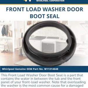 Whirlpool W11314648 OEM Front Load Washer Door Boot Seal Part-Replaces W10897390