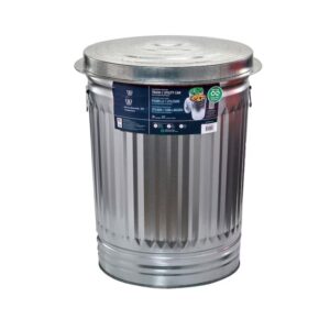 Generic Galvanized Steel Trash Can - Trash Can with Lid - Galvanized Trash Can with Lid - Metal Trash Can - Outdoor Garbage Can with Lid -Steel, Gray - Pre-Galvanized Trash Can with Lid Round