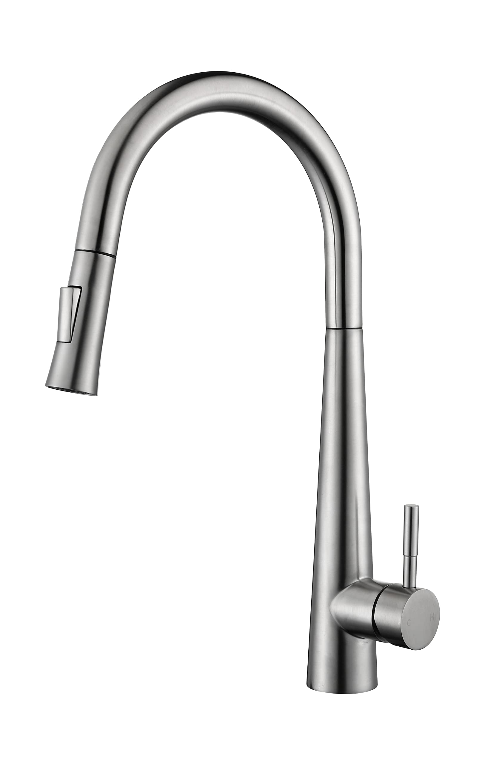 Elegant Slimmed Pull-Out Kitchen Faucet of 18" Height for Island & Laundry Sink with 360° Rotating Spout, Rust-Resistant, Single Lever and Lead-Free (Chrome)