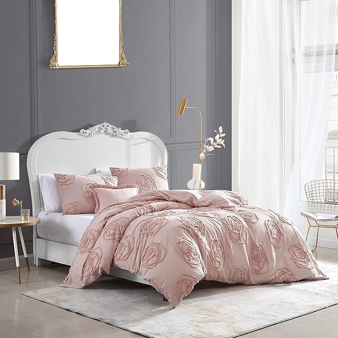 THE HIPPIE STYLE Luxury Tufted Duvet Cover, Light Pink Duvet Set, Over Quilt Cover, Cotton Bedding with Matching Sham, All Season Home Decor (Light Pink, Over Size 120x120)