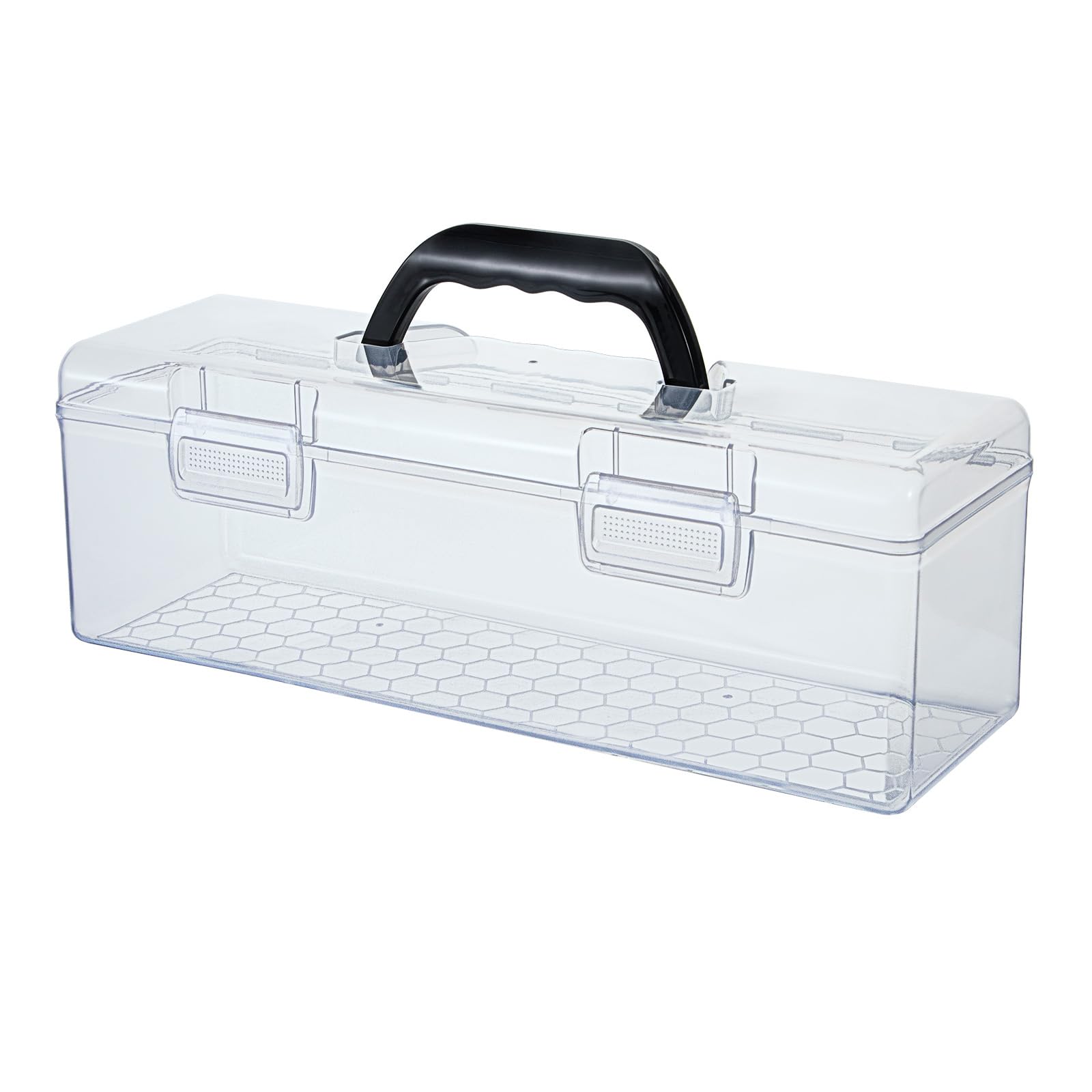 Ganydet Clear Storage Box with handle, 13.77'' × 3.93'' × 4.7'' Small Tool Box Multipurpose Plastic Portable Container Plastic Storage Container Box with Handle Card Storage Box,Clear