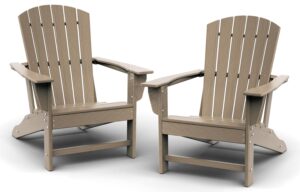 briopaws adirondack-chairs-set of 2 | wood grain | fire pit chair | oversized | hdpe plastic | weather resistant | for deck outdoor poolside campfire