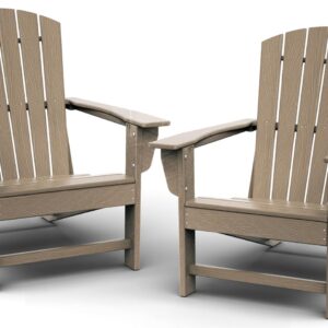 BRIOPAWS Adirondack-Chairs-Set of 2 | Wood Grain | Fire Pit Chair | Oversized | HDPE Plastic | Weather Resistant | for Deck Outdoor Poolside Campfire