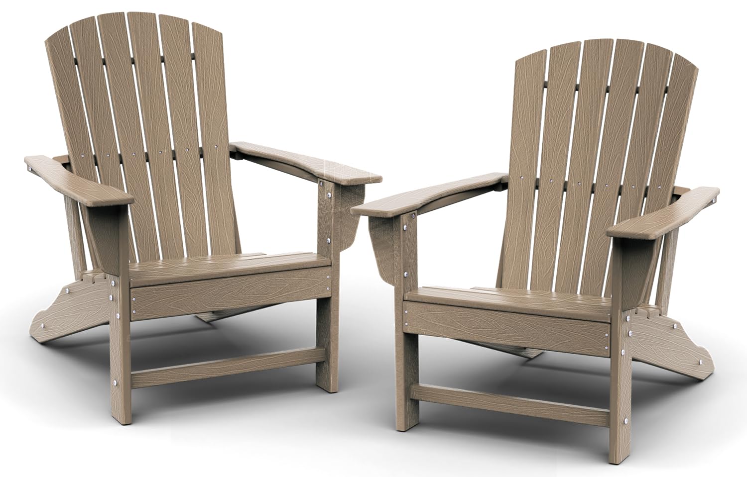 BRIOPAWS Adirondack-Chairs-Set of 2 | Wood Grain | Fire Pit Chair | Oversized | HDPE Plastic | Weather Resistant | for Deck Outdoor Poolside Campfire