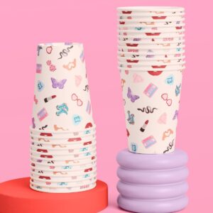 xo, Fetti Eras Party White Paper Cups | 24 Disposable 12 oz Cups | Concert Party Drinkware, Bachelorette Decorations, Birthday Tableware, Bridesmaid Supplies