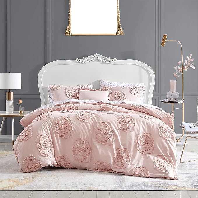 THE HIPPIE STYLE Luxury Tufted Duvet Cover, Light Pink Duvet Set, Over Quilt Cover, Cotton Bedding with Matching Sham, All Season Home Decor (Light Pink, Over Size 120x120)