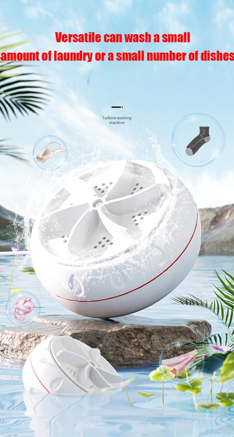 Portable Mini Washing Machine Ultrasonic Turbo Portable Washer with USB for Home Business Travel College House RV Apartment Turbo Washing Machine Cleaning Socks Underwear and Dishes