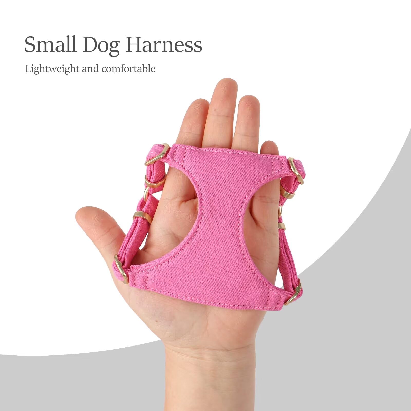 Didog No Pull Dog Harness- Adjustable Lightweight Small Harness Collar and Leash Set, Suitable for Cats Puppies Small Dogs Outdoor Training and Running (Pink, XXS)