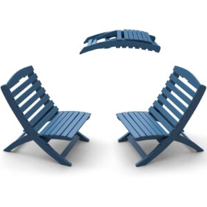 vsmksj all-weather portable adirondack chairs set of 2,hdpe plastic xavier chair,firepit chairs, navy blue