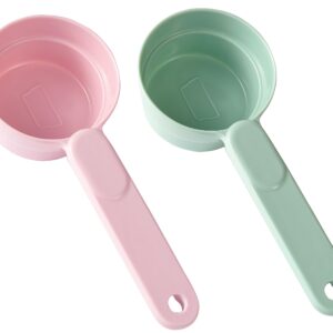 Joyinjojo Dog Food Scoop 1 Cup 1/2 Cup - 2 Pack Melamine Dog Food Measuring Cup, Pet Food Scoop for Dog Cat...Comfortable Long Handle for Easy to Scoop Food