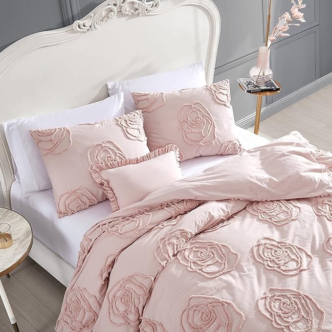 THE HIPPIE STYLE Luxury Tufted Duvet Cover, Light Pink Duvet Set, Over Quilt Cover, Cotton Bedding with Matching Sham, All Season Home Decor (Light Pink, Over Size 120x120)