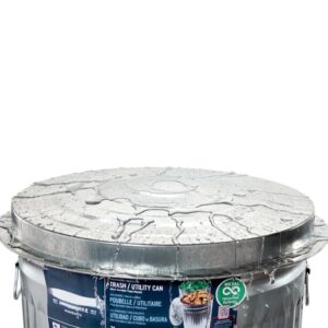 Generic Galvanized Steel Trash Can - Trash Can with Lid - Galvanized Trash Can with Lid - Metal Trash Can - Outdoor Garbage Can with Lid -Steel, Gray - Pre-Galvanized Trash Can with Lid Round