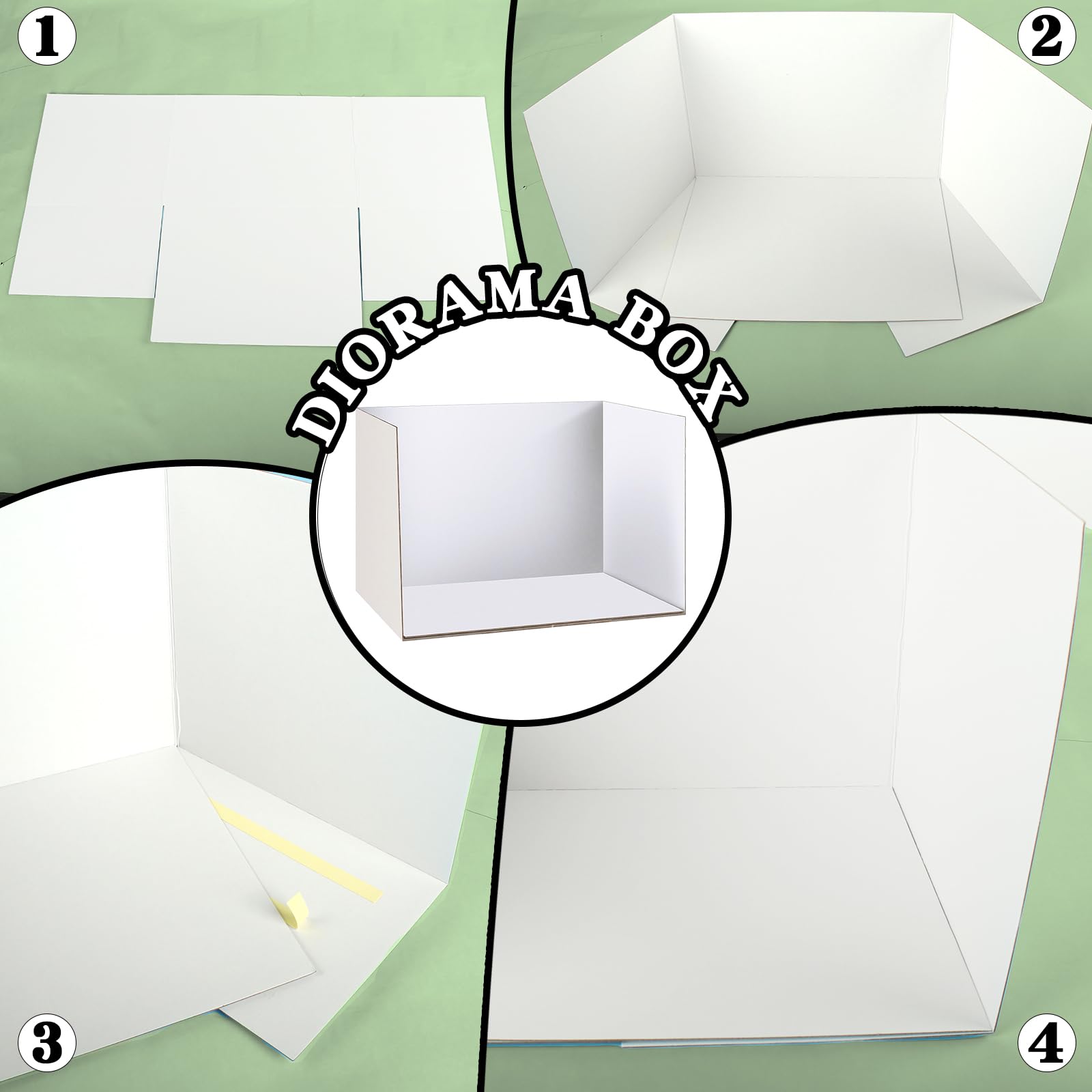 3 Pcs Diorama Box Cardboard Diorama Kit Diorama Supplies with Double Sided Tapes for Diorama Project Display, White Display Case, 11.8 x 8.7 x 8.3 Inch