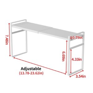 WOCHUANGSI 1pcs Medicine Cabinet Organizer Stretchable Storage Box For Bathroom Stackable Mirror Cabinets Vanity Small Narrow Shelf Slim Trays Holder (White, Normal)