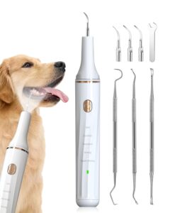 hansaplast plaque remover for teeth, pet teeth cleaning tools, dental tools to remove plaque and tartar, safe for dog & cat, with led light & 5 adjustable modes (white)